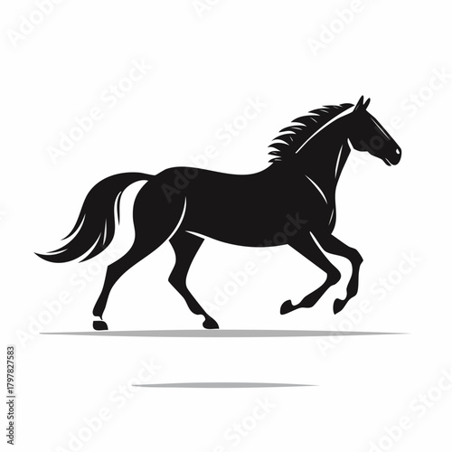 Black horse silhouette running side view