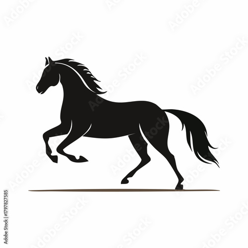 Black horse running silhouette