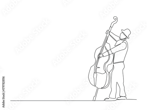 Continuous line art drawing of Cello Music Player. Musician playing cello in single outline illustration.