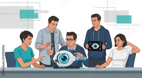 Team collaborates on innovative eye technology using augmented reality and futuristic design
