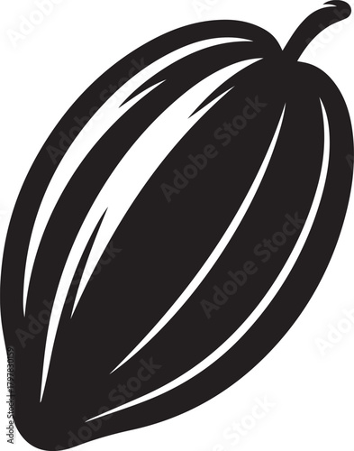 Silhouette of cacao pod with seeds inside isolated on transparent background vector illustration silhouette