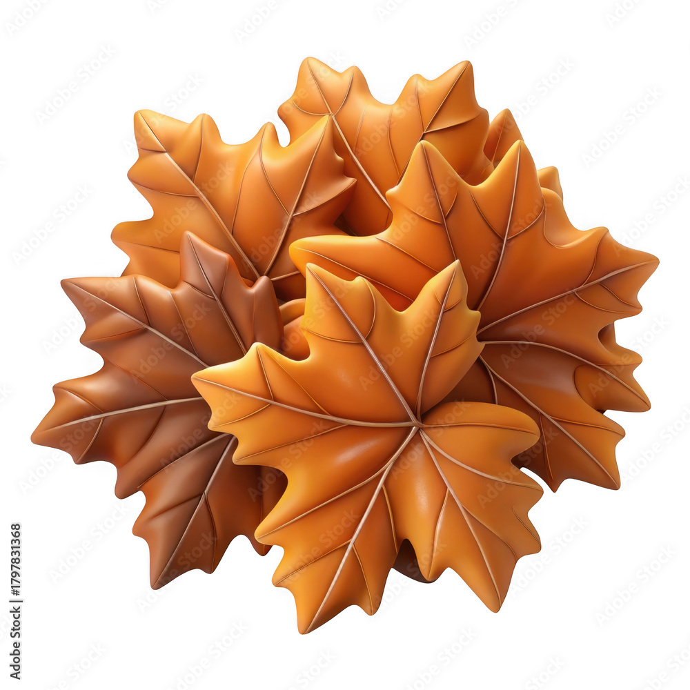 Fototapeta premium 3d autumn maple leaf cookies stacked isolated on transparent background