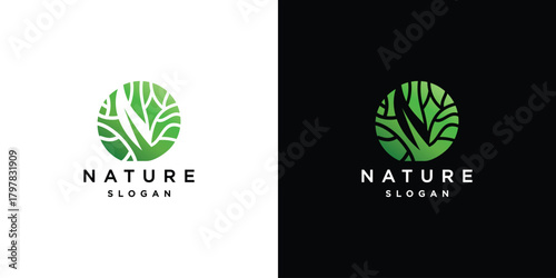 Natural Vector Tree Logo , Nature and Growth Design Template