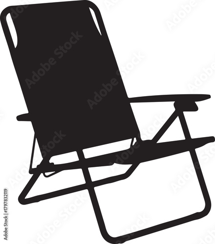 Black foldable lounge chair silhouette outdoor furniture