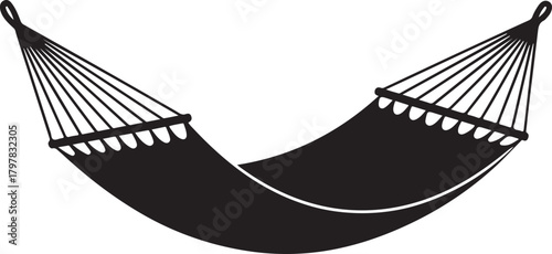 Black hammock suspended with white lines illustration fabric