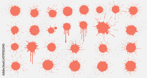 Artistic collection of black grunge ink splashes and watercolor blots on a clean white background perfect for abstract design elements and textured artistic compositions