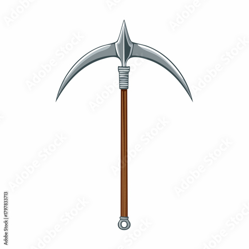 Fantasy weapon with double curved blades with transparent background