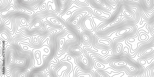 Abstract topographic contours map background. Panorama view gradient multicolor wave curve lines banner background design.