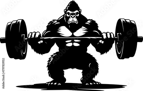 Gorilla Weightlifting SVG | Strong Gorilla Gym Silhouette | Bodybuilding Powerlifting Vector Design