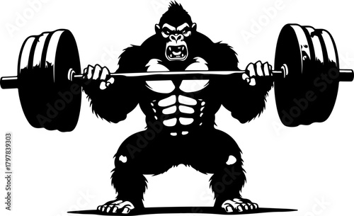 Gorilla Weightlifting SVG | Strong Gorilla Gym Silhouette | Bodybuilding Powerlifting Vector Design