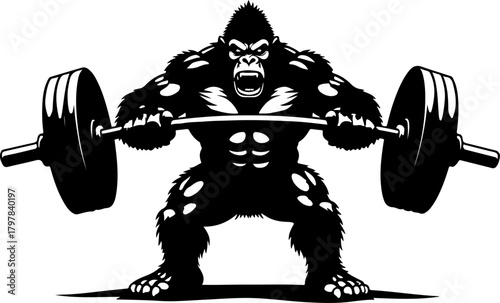 Gorilla Weightlifting SVG | Strong Gorilla Gym Silhouette | Bodybuilding Powerlifting Vector Design