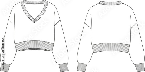 Massive Collection of Sweatshirt Technical Fashion Flat Sketch Vector Illustrations including Raglan, Hooded, and Tactical Styles CAD Drawing Pack.