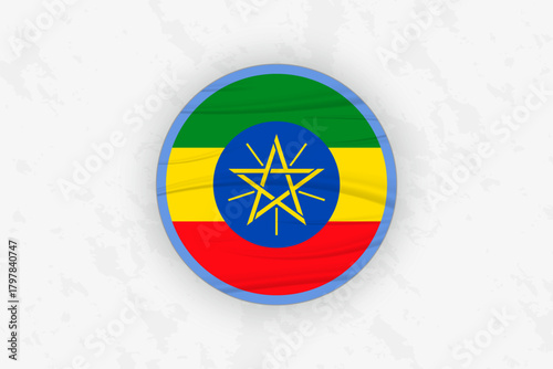Ethiopia Flag Circular Sticker Design, National Pride Decal.