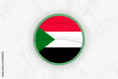 Sudan Flag Circular Sticker Design, National Pride Decal.