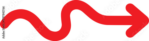 Navigate Forward with a Wavy Red Arrow: Dynamic Directional Symbol for Modern Business, Guiding Concepts, and Creative Navigation in Marketing and Design