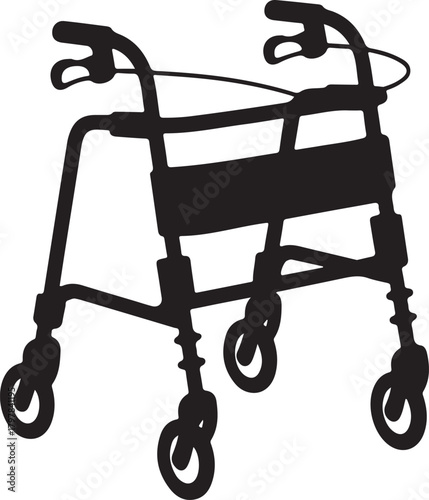 Black walker with wheels mobility aid assistive device