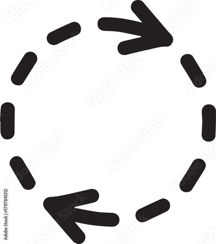 Dynamic circle of arrows showing continuous flow, perfect for illustrating processes, cycles, and iterative workflows in business and design projects