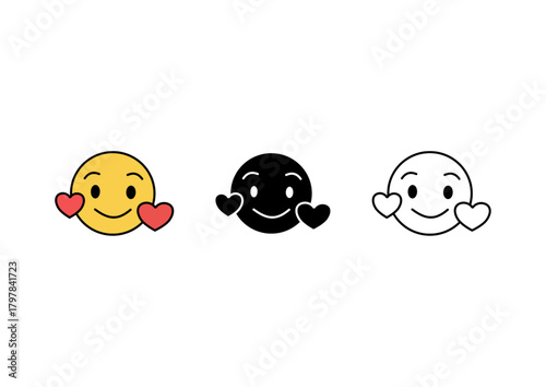 Happy Heart Emoji Illustration – Cute Smile Emotion Icon Vector Art