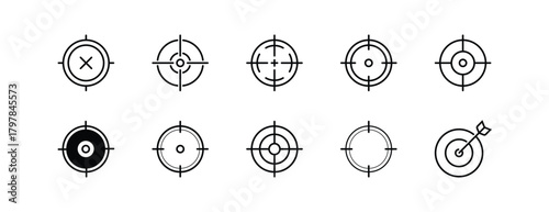 Target and aim icon set, Editable Stroke