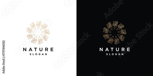 beauty flower ornament icon logos. set of beautiful abstract flower logo icons.