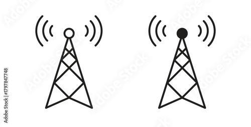 Antenna icon with editable stroke and flat vector pack