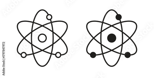 Atom icon with editable stroke and flat vector pack