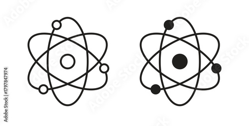 Atom icon with editable stroke and flat vector pack