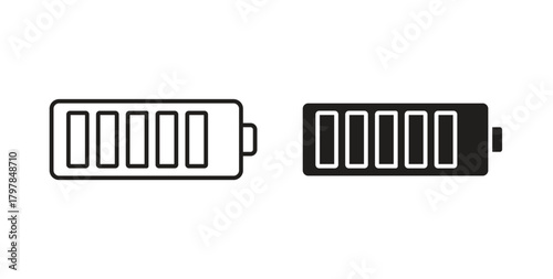 Battery icon with editable stroke and flat vector pack