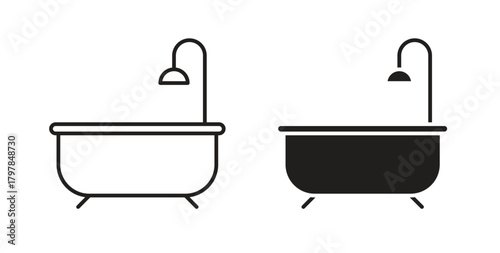 Bathroom icon with editable stroke and flat vector pack