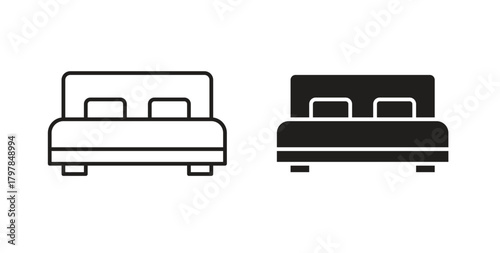 Bed icon with editable stroke and flat vector pack