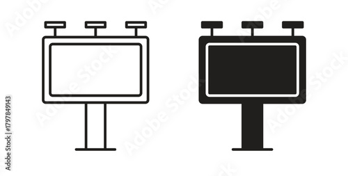 Billboard icon with editable stroke and flat vector pack