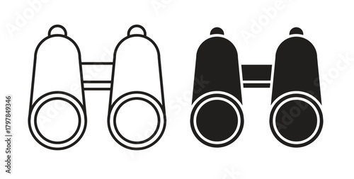 Binoculars icon with editable stroke and flat vector pack