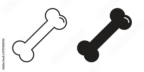 Bone icon with editable stroke and flat vector pack