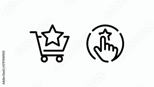 Favorite online shopping experience with star rating and add to cart for best purchases vector illustration
