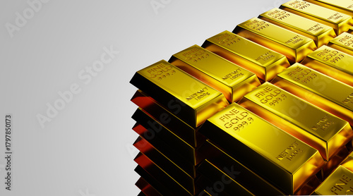 Stacked shiny fine gold bar...