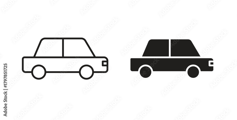 Fototapeta premium Car icon with editable stroke and flat vector pack