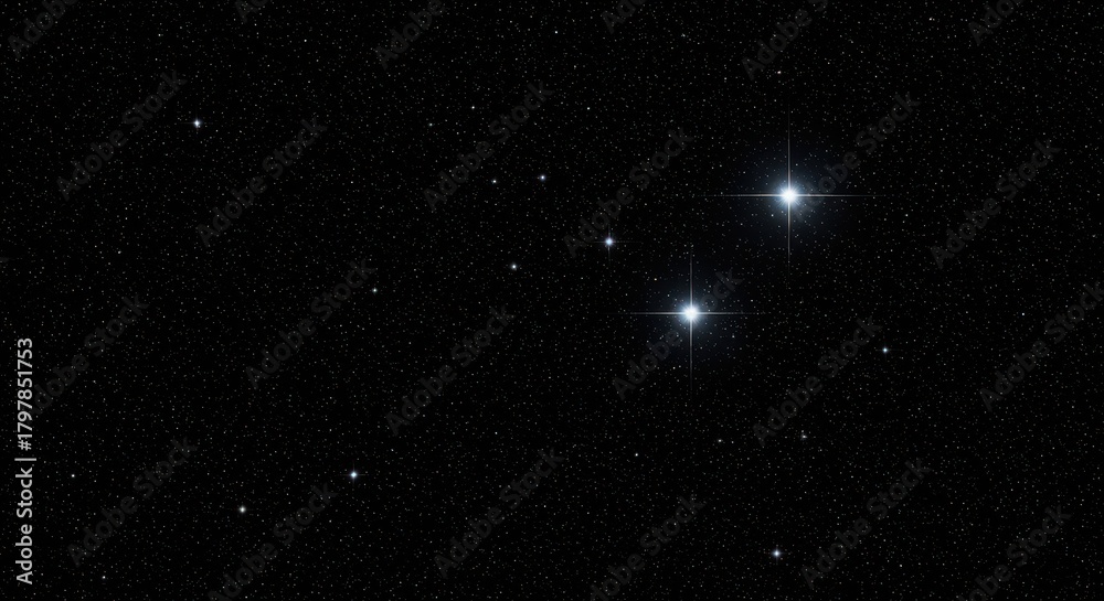 Obraz premium A vast expanse of the night sky filled with countless twinkling stars, with a prominent bright star in the foreground, evoking a sense of wonder and the infinite universe