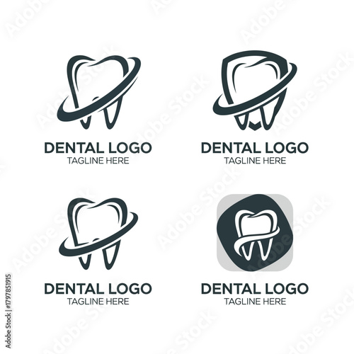 Modern Dental Logo Set – Tooth Care, Dentistry Clinic, Oral Health Vector Icons