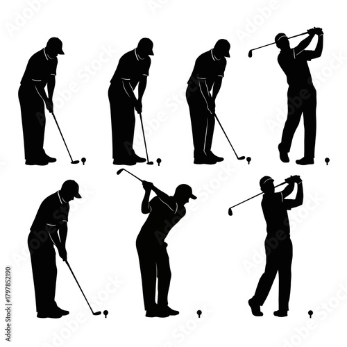 silhouettes of golf players