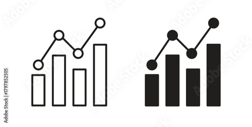 Chart icon with editable stroke and flat vector pack