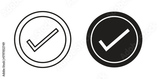 Check mark icon with editable stroke and flat vector pack