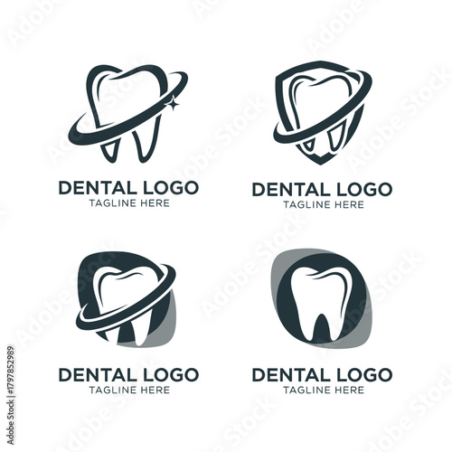 Modern Dental Logo Set – Tooth Care, Dentistry Clinic, Oral Health Vector Icons