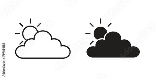Cloudy Day icon with editable stroke and flat vector pack