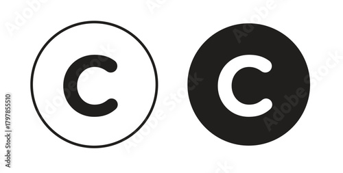 Copyright icon with editable stroke and flat vector pack