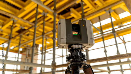 Geodetic Laser Scanning Instrument at Construction Site