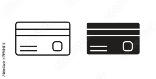Credit card icon with editable stroke and flat vector pack
