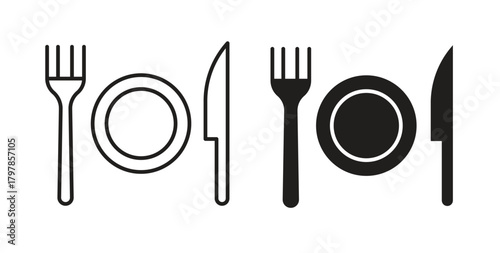 Cutlery icon with editable stroke and flat vector pack