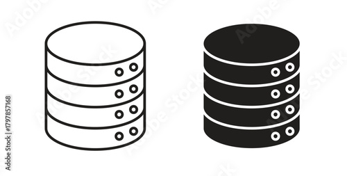Database icon with editable stroke and flat vector pack