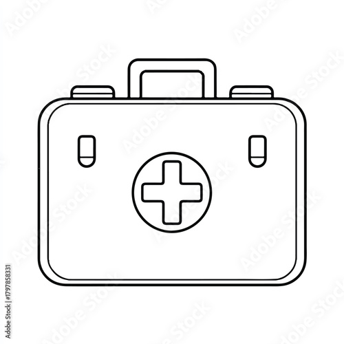 First aid kit outline drawing for medical emergency and healthcare needs providing safety and preparedness in case of accidents and injuries