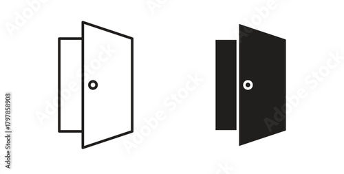 Door icon with editable stroke and flat vector pack